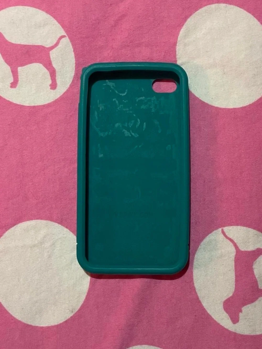 Preppy Mcbling VS PINK iPhone Case • Teal / White Silicone Case